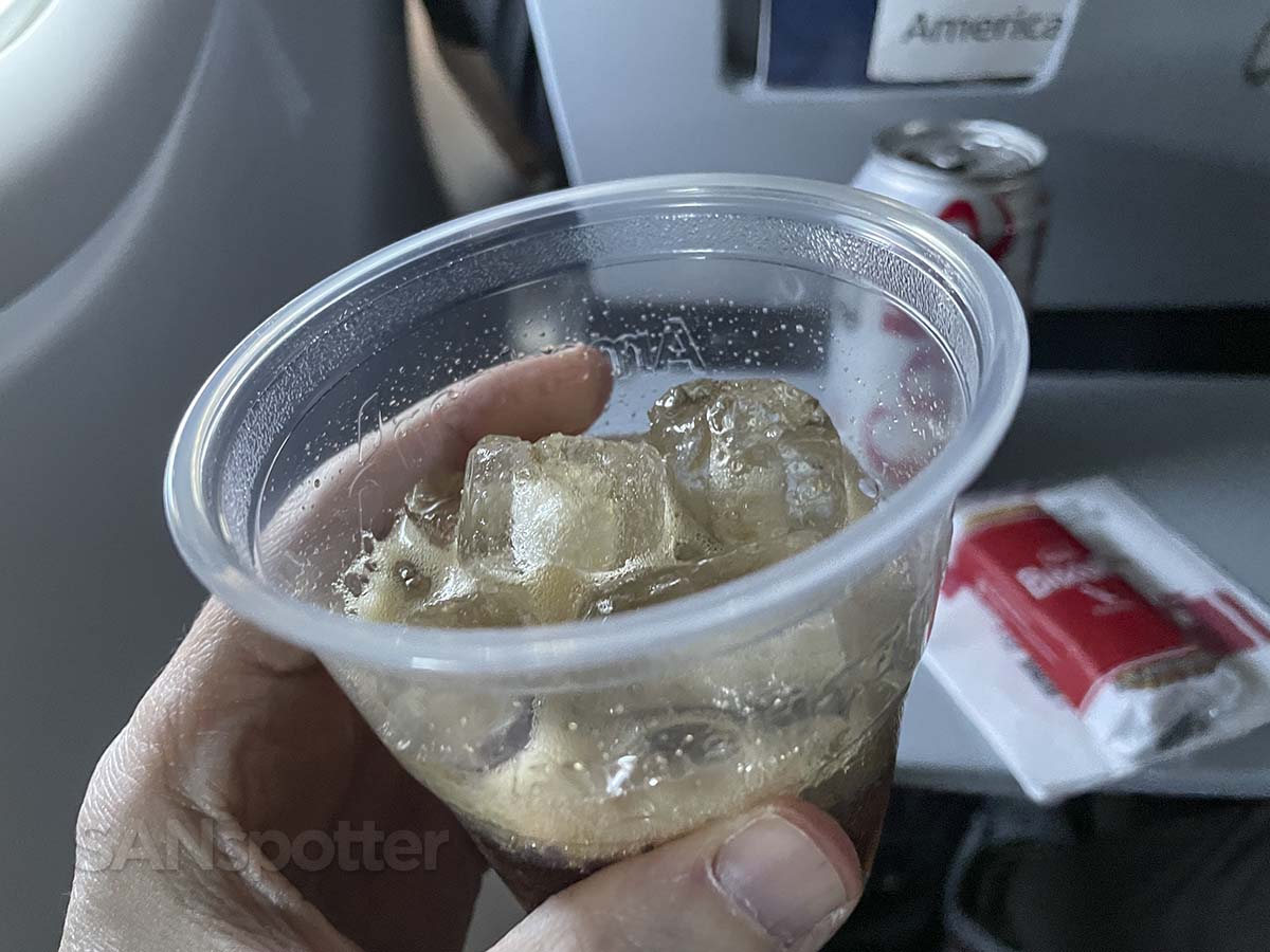 Drinking Diet Coke in American Airlines A321 main cabin extra