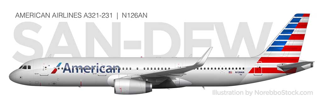 American Airlines A321-231 side view illustration