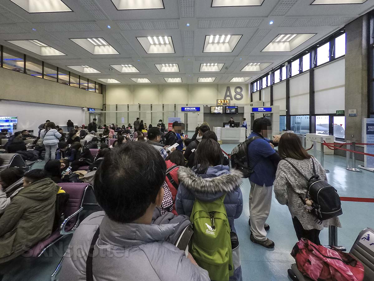 Boarding China airlines flight from gate A8 Taipei Taoyuan Airport