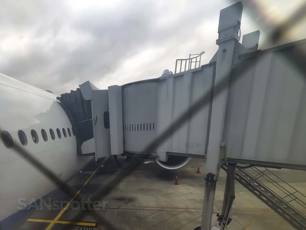 View of China Airlines 777-300ER from jet bridge