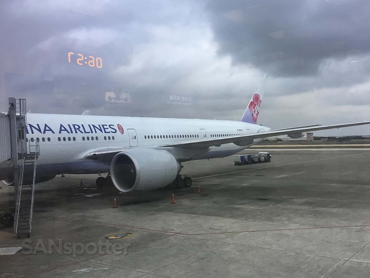 China airlines 777-300ER parked at gate A8 Taipei Taoyuan Airport