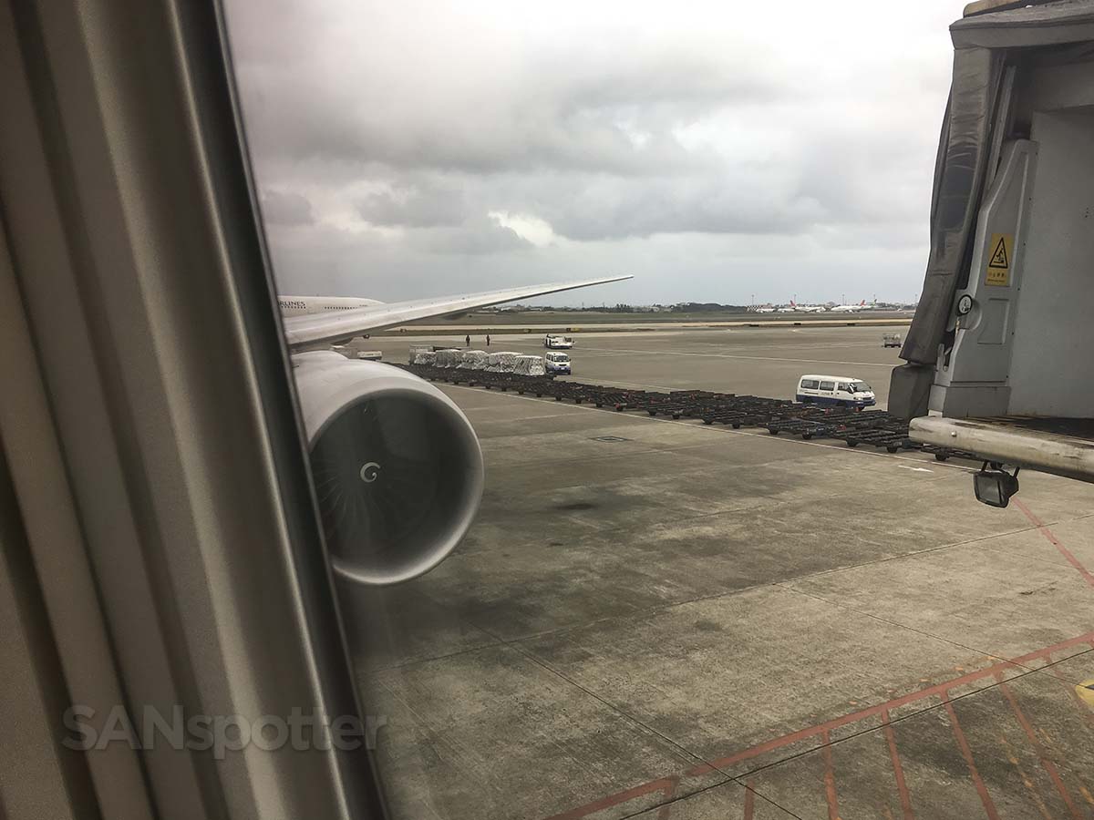 China Airlines 777-300ER pushing off the gate at TPE