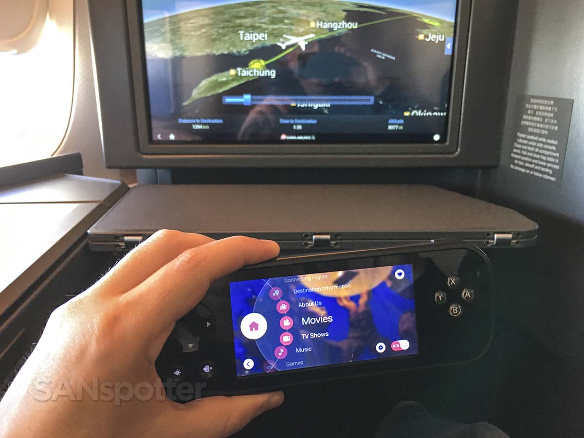 China Airlines 777-300ER business class in-flight entertainment system remote control