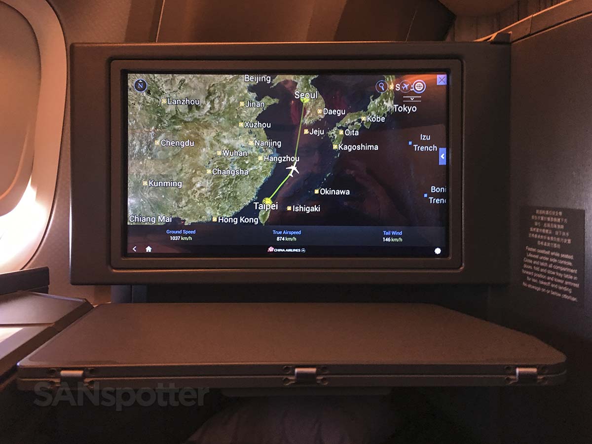 China Airlines 777-300ER business class video screen