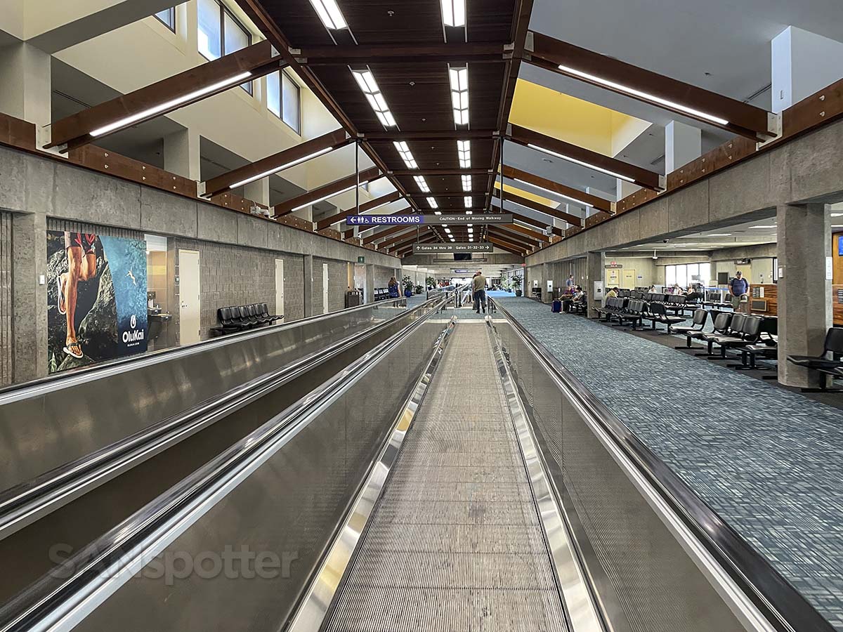 Moving walkway inside the Kahului airport in Maui