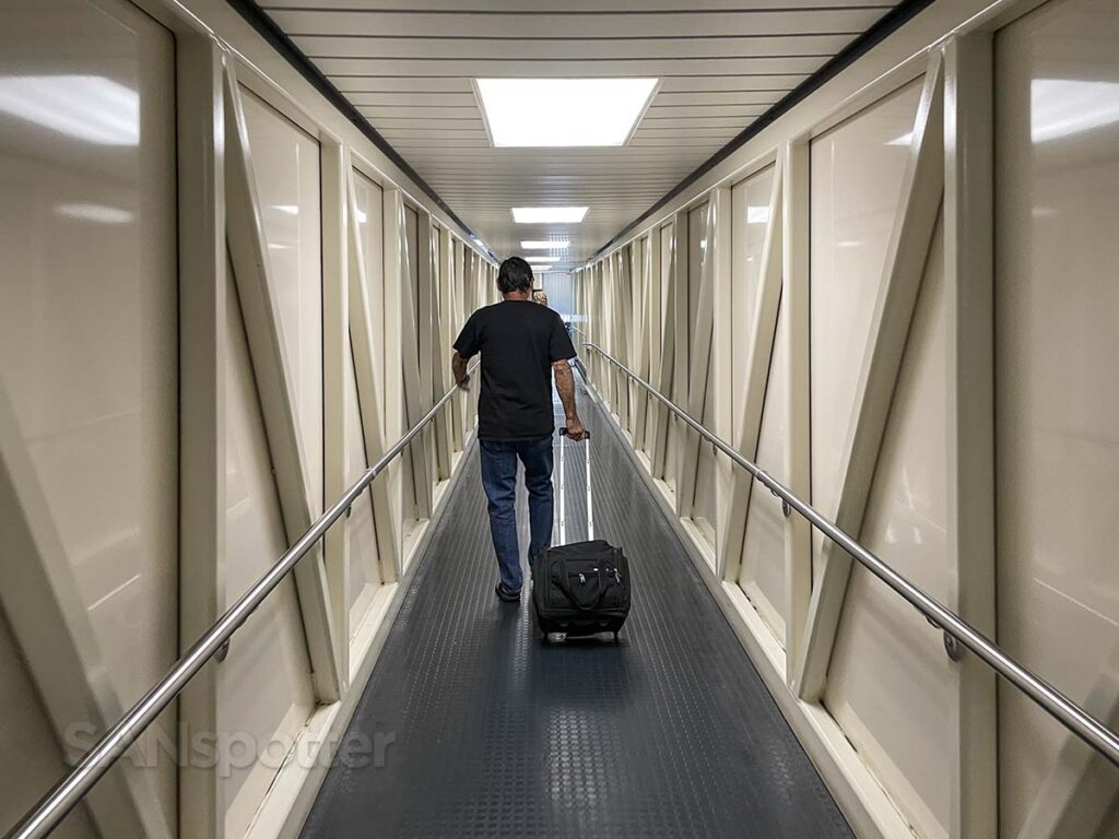 Walking down the gate 27 jet bridge Maui Kahului airport