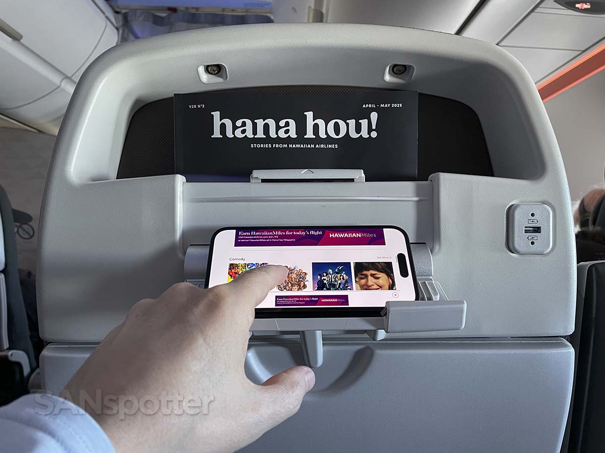 Hawaiian Airlines A321neo Extra Comfort personal device holder