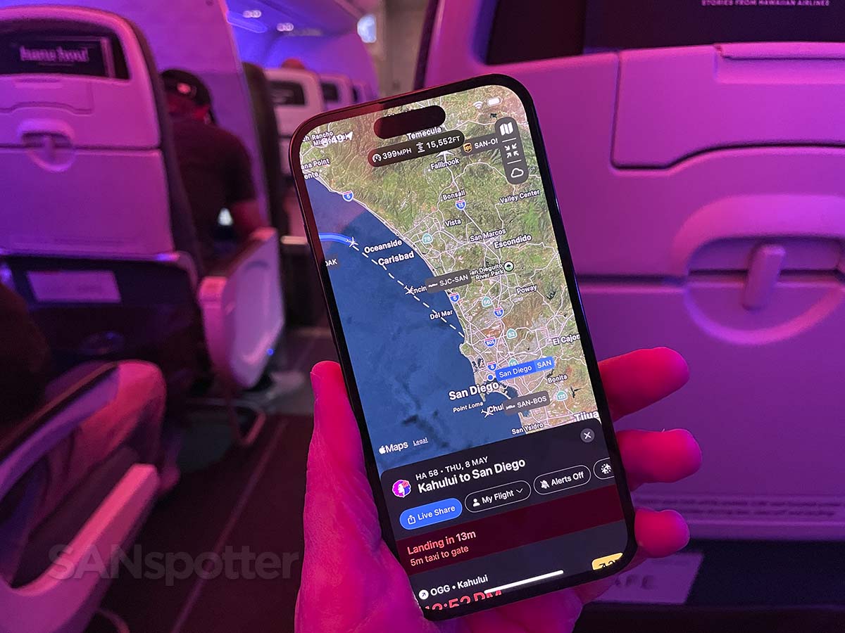 Just moments before landing in San Diego Hawaiian Airlines A321neo Extra Comfort