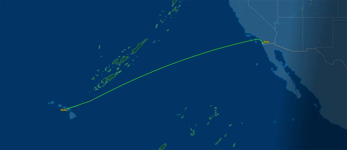 Kahului to San Diego flight track