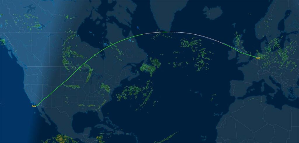 KL640 flight track