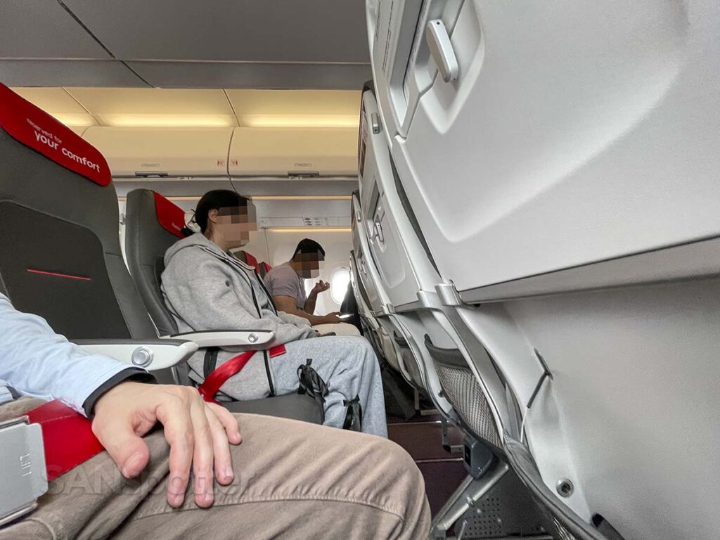 Austrian Airlines A320neo business class passengers row 2