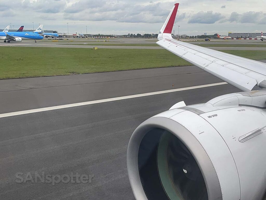 Austrian Airlines A320neo taxiing for takeoff Amsterdam airport