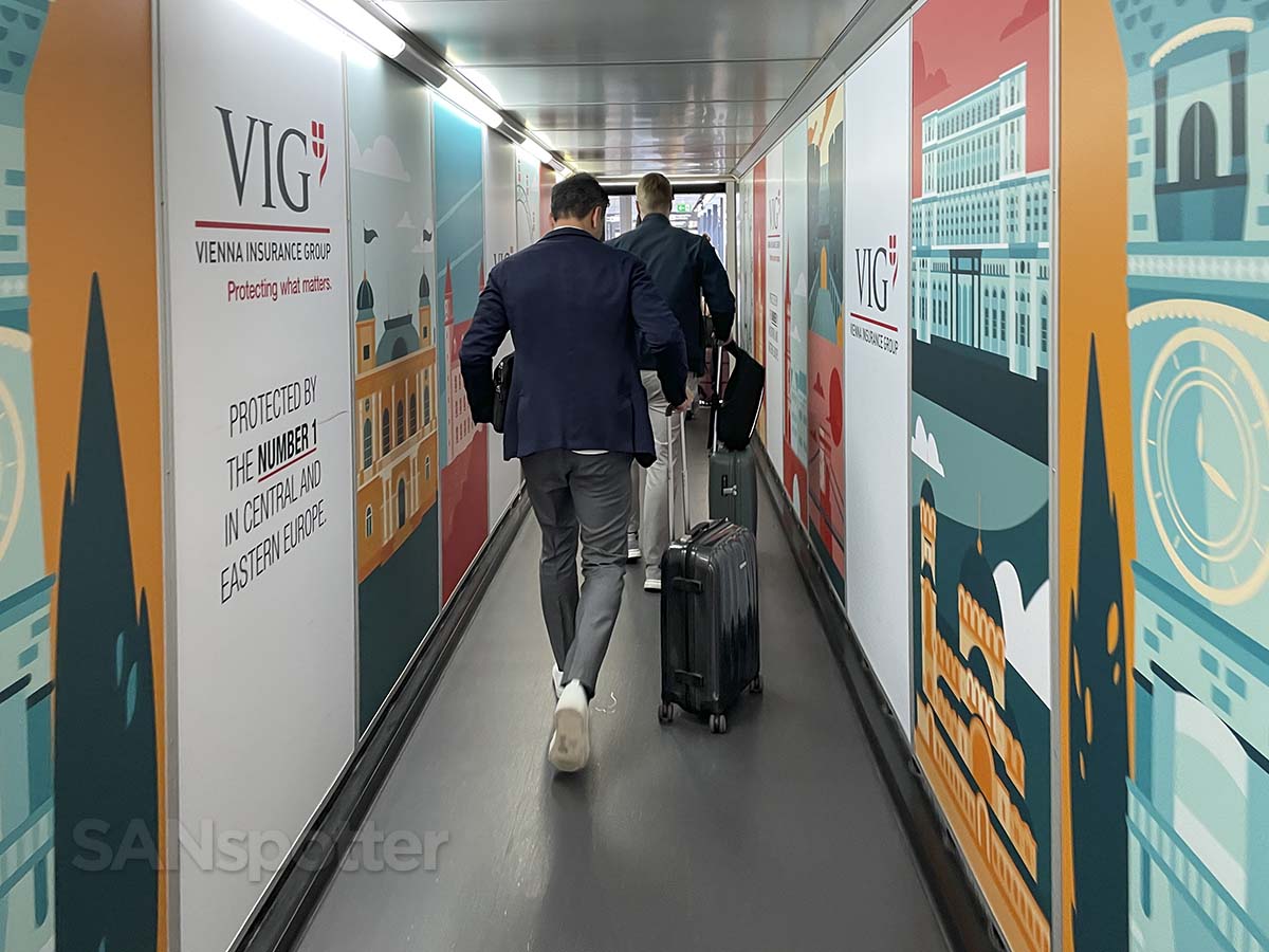 Vienna airport jet bridge interior graphics