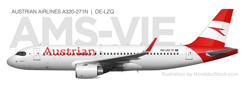 Austrian Airlines A320neo side view illustration