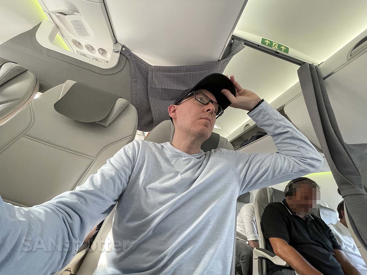 Scott (SANspotter) sitting in Air Baltic A220-300 business class