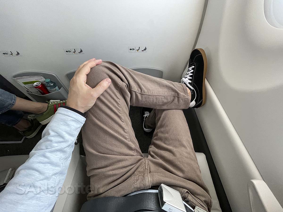Crossing my legs in Air Baltic A220-300 business class
