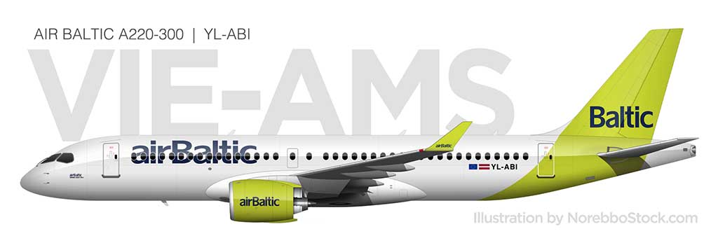 Air Baltic A220-300 side view illustration