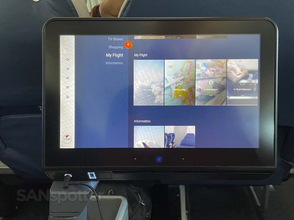 Air Premia 787-9 premium economy in-flight entertainment main menu