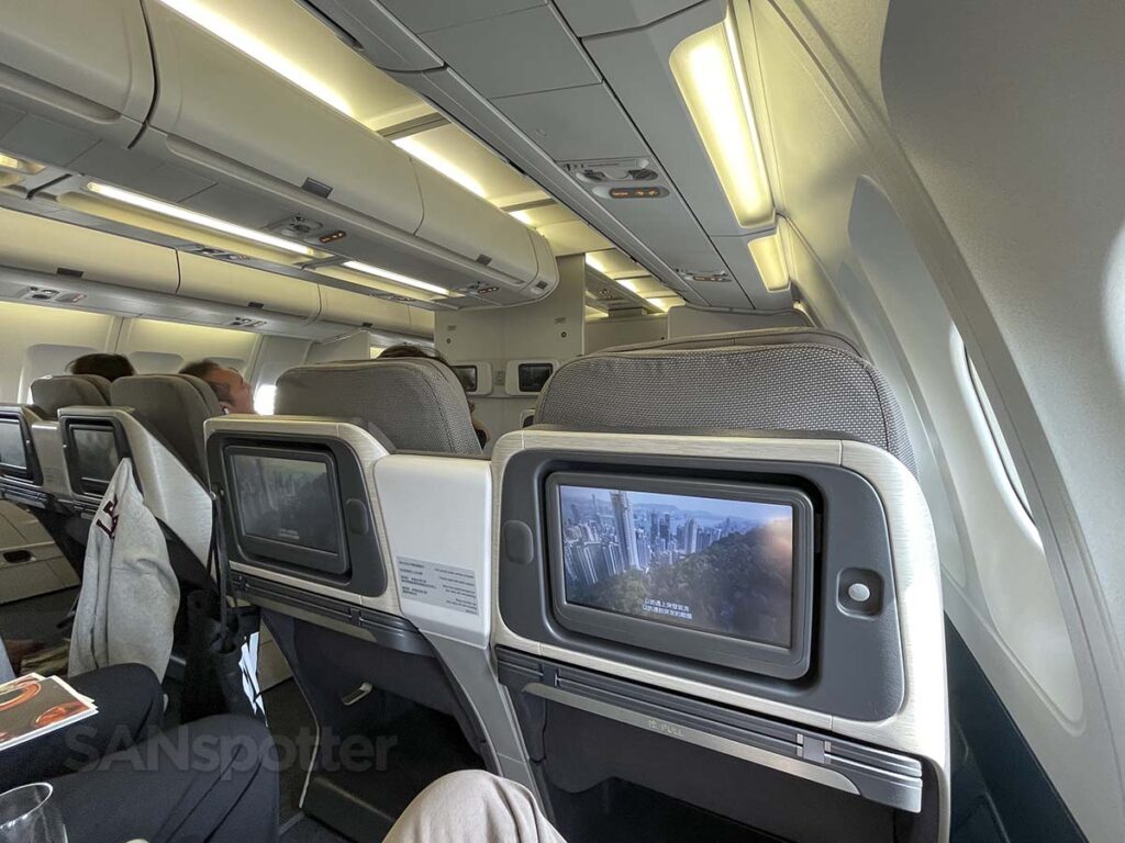 Cathay Pacific A330-300 business class looking forward from row 16