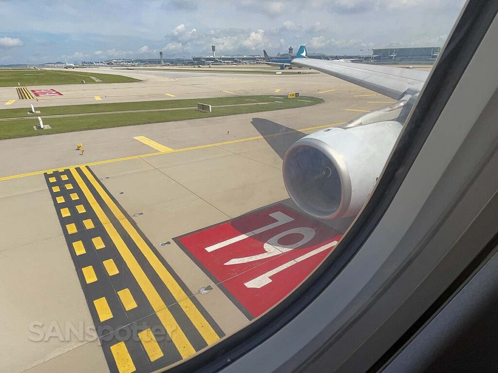 Cathay Pacific A330-300 lining up for runway 16L departure at ICN
