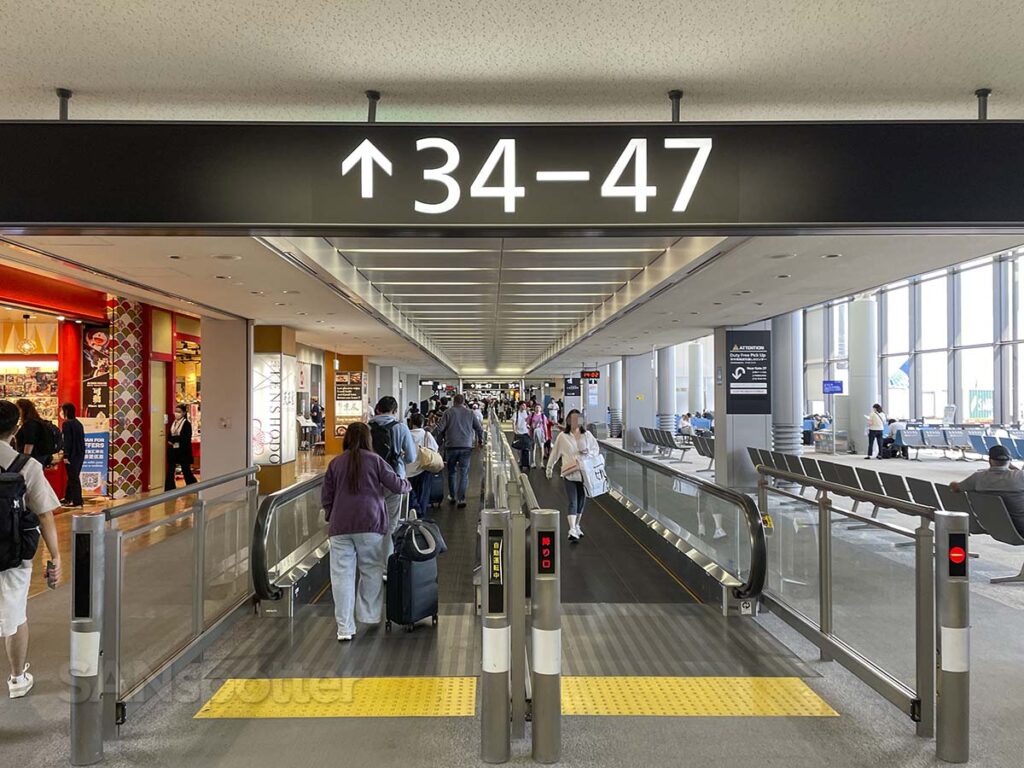 Moving walkway is inside Terminal 1 at Narita