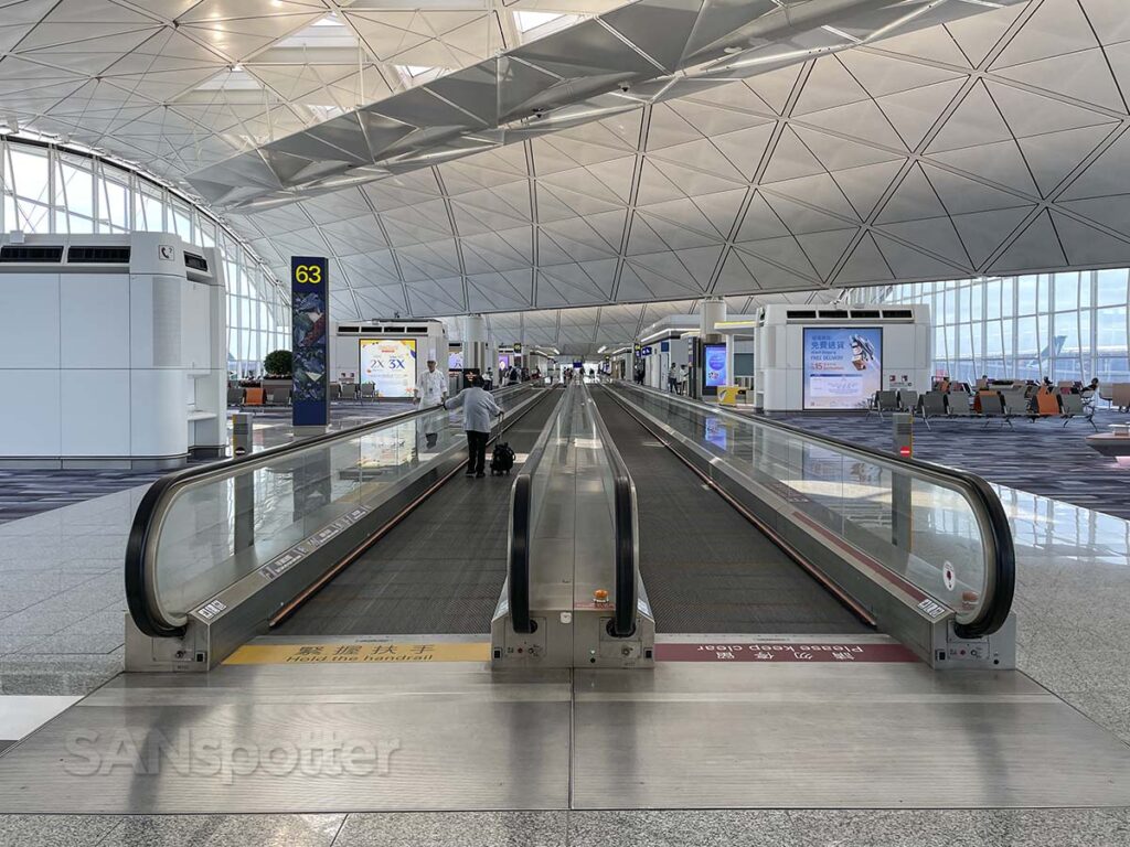 Moving walkway is inside terminal 1 at HKG