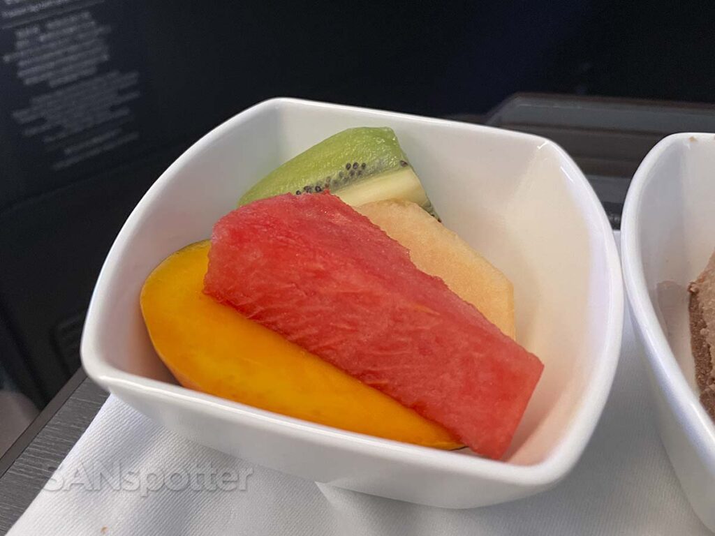 Cathay Pacific 777-300ER business class fresh fruit bowl