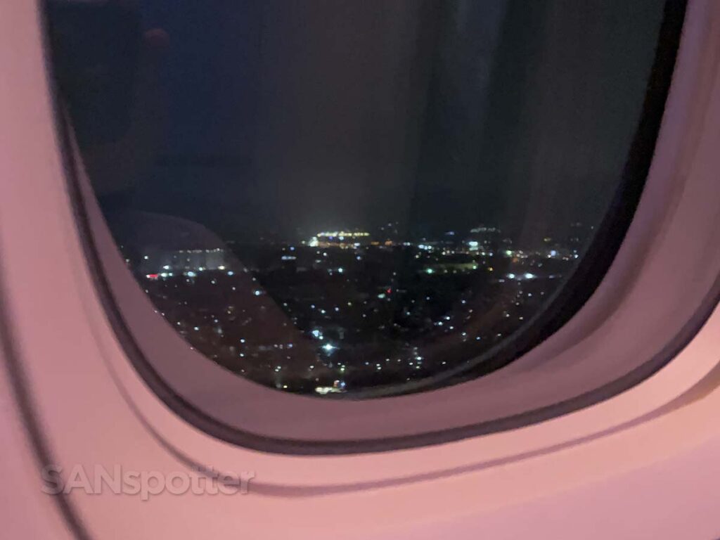 Looking out the window on approach into the manila airport at night