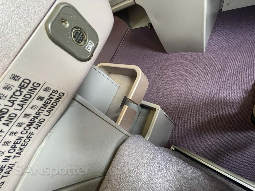 China Airlines A330-300 business class storage bins in center console