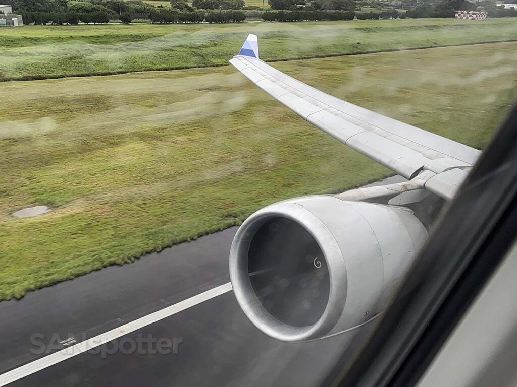 China Airlines A330-300 taking off in the rain at TPE