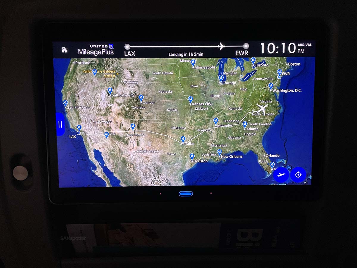 Map of our route from Los Angeles to Newark in a United Airlines 787-9