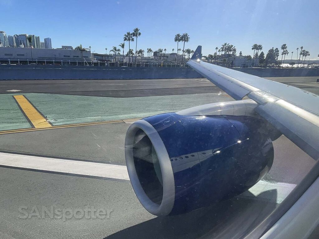 Delta A220-100 engine and wing as seen from seat 3D