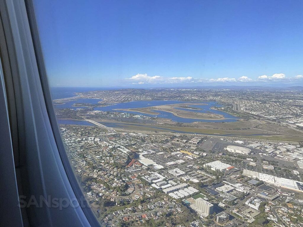 View of Mission Bay just moments after taking off from San Diego airport