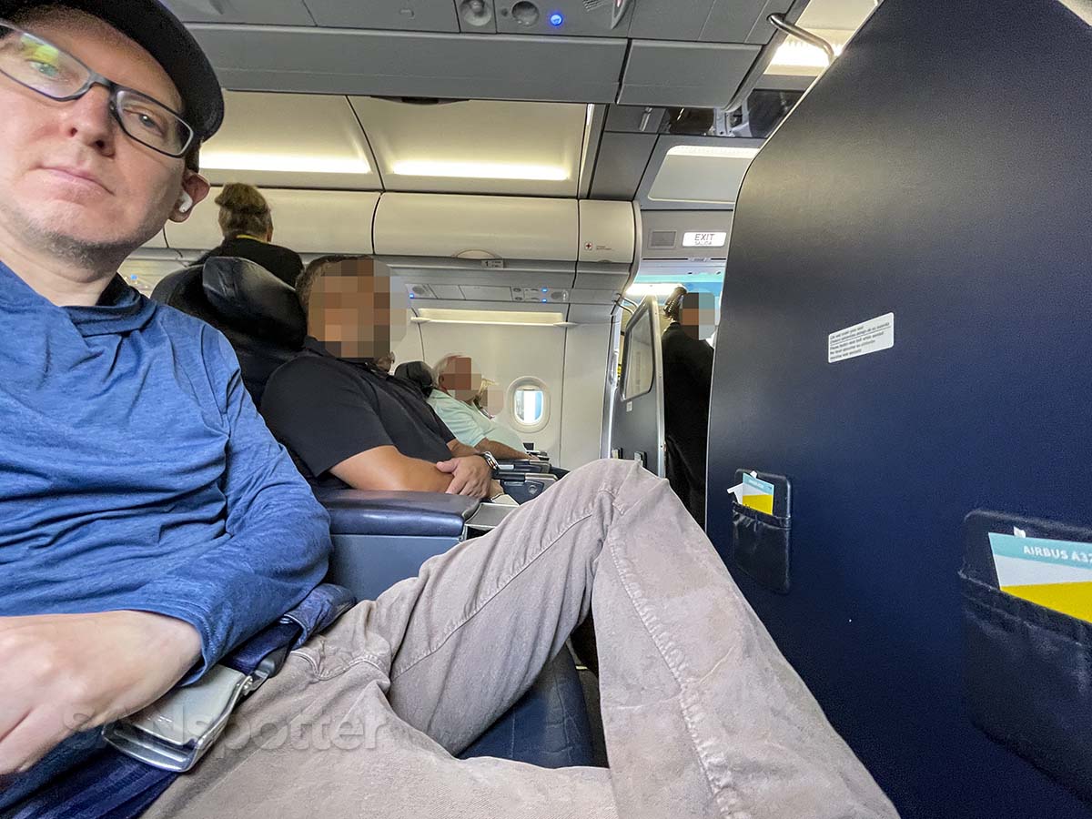 Scott (SANspotter) sitting in Spirit Airlines A320 first class