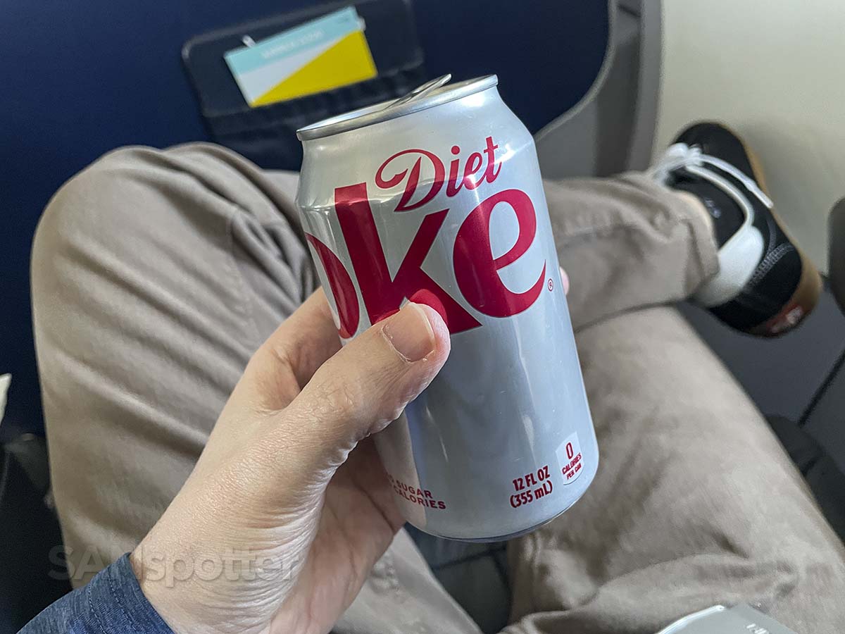Spirit Airlines A320 first class full can of Diet Coke