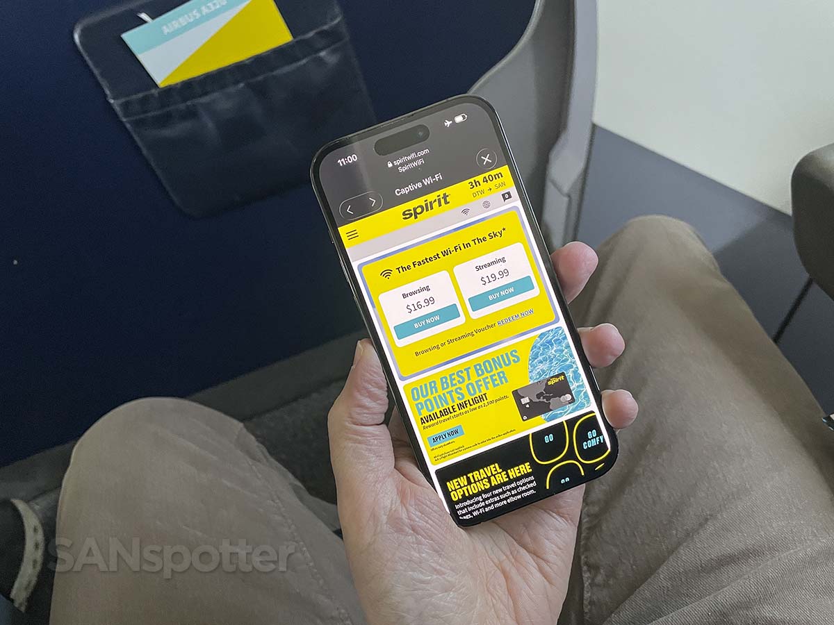 Spirit Airlines A320 Wi-Fi options
