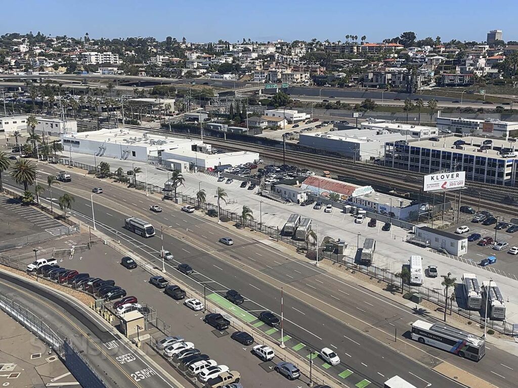 The view from the right side of the aircraft just moments before landing at San Diego airport