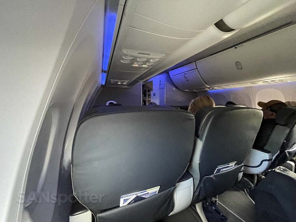 Alaska Airlines 737-900ER first class looking forward from row three