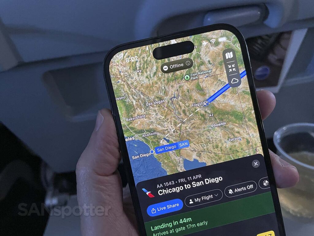 Tracking my flight in real time using the Flighty App