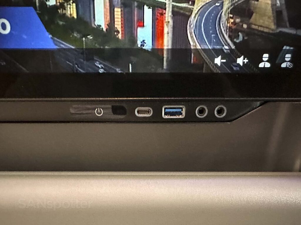 American Airlines A321XLR premium economy USB ports under the video screen