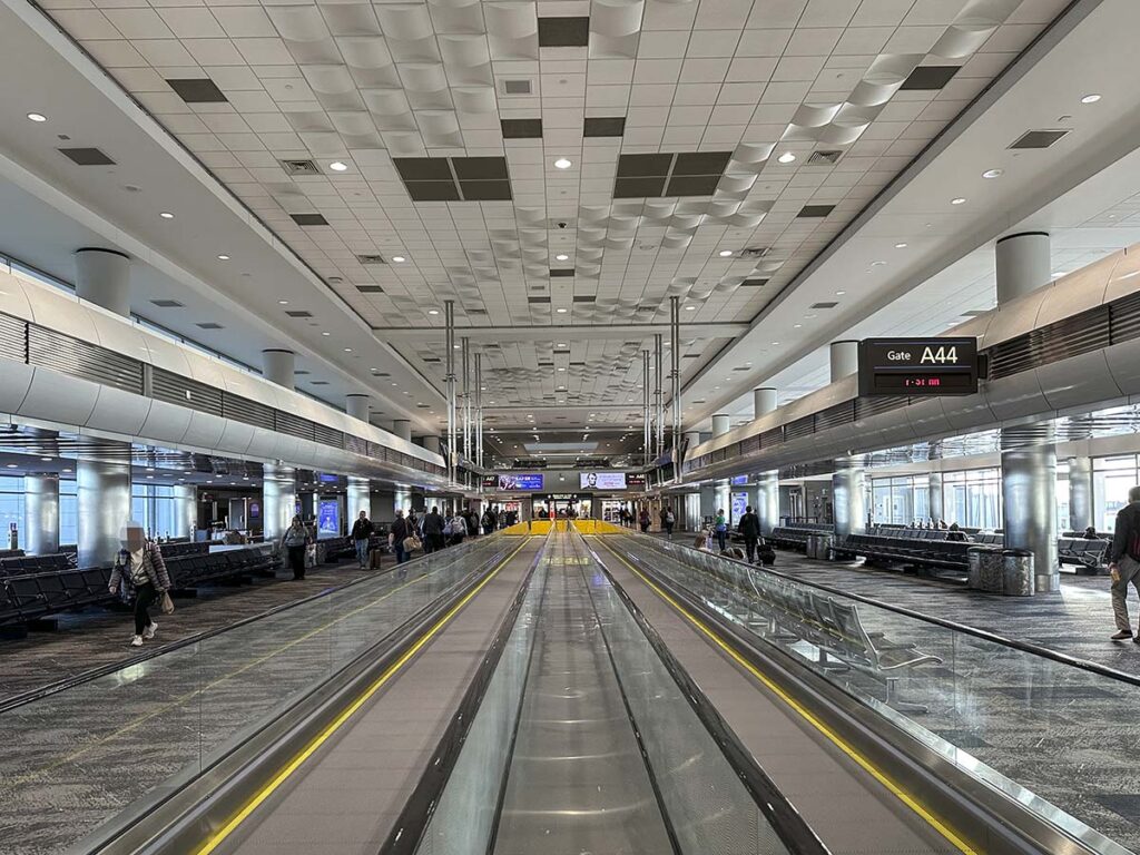Inside concourse A Denver International Airport