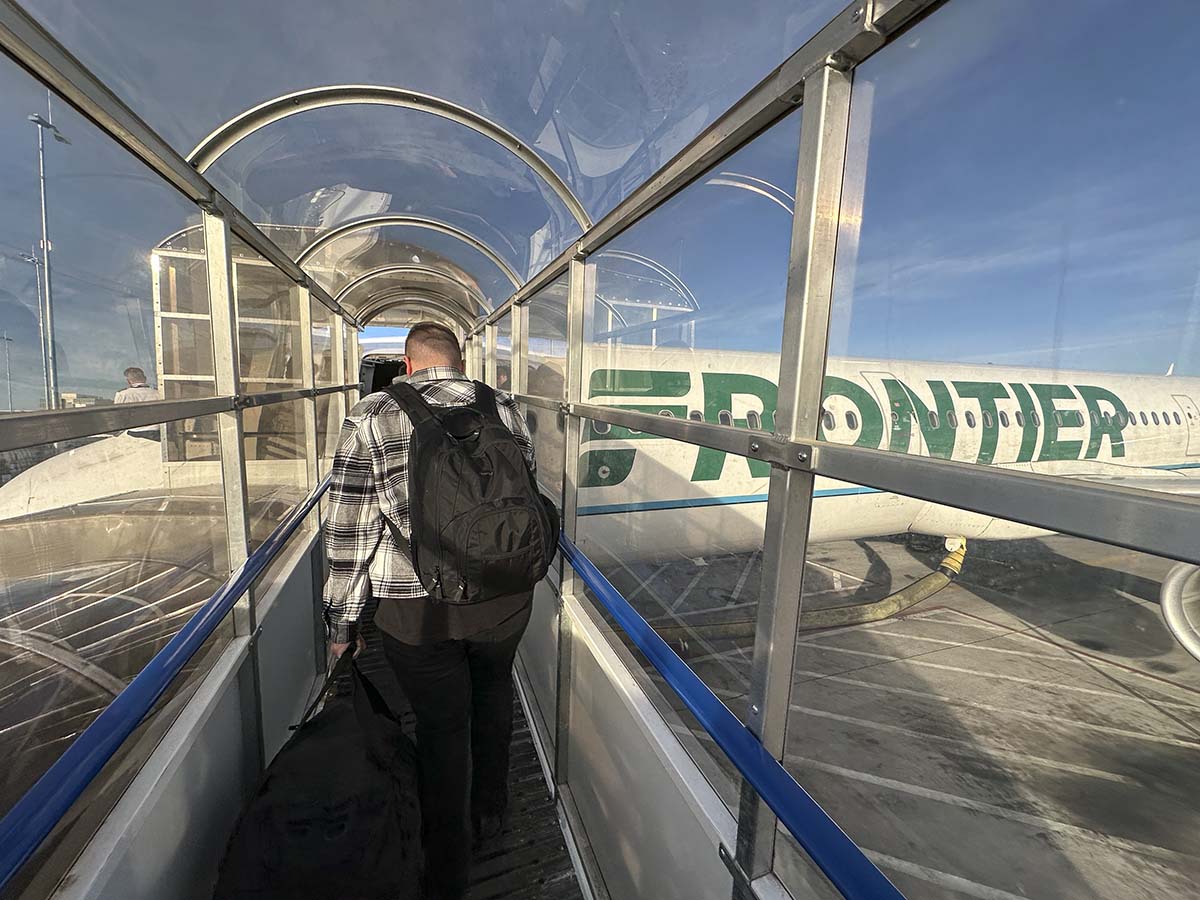 Frontier Airlines A321 forward boarding door.