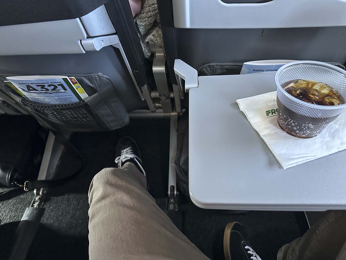 Frontier Airlines A321 UpFront Plus extra legroom thanks to the blocked middle seat