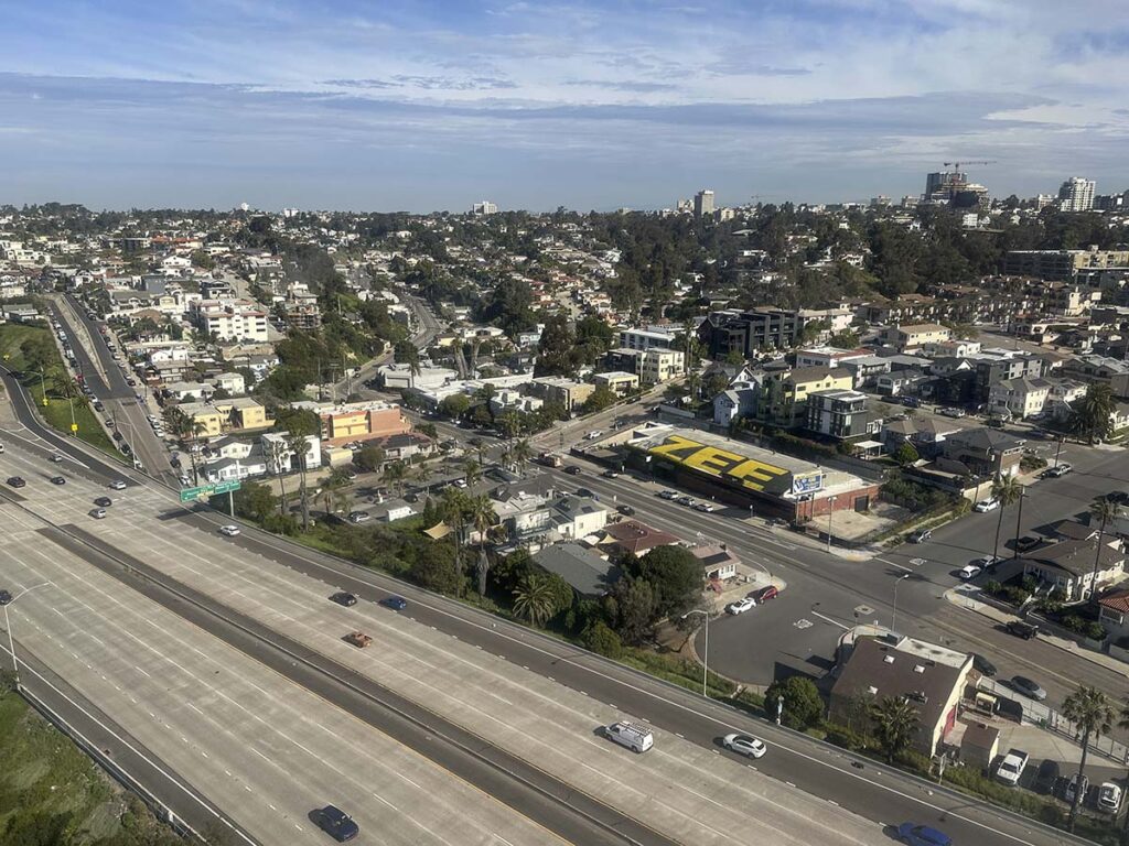 Flying over interstate 5 on short final for the San Diego airport