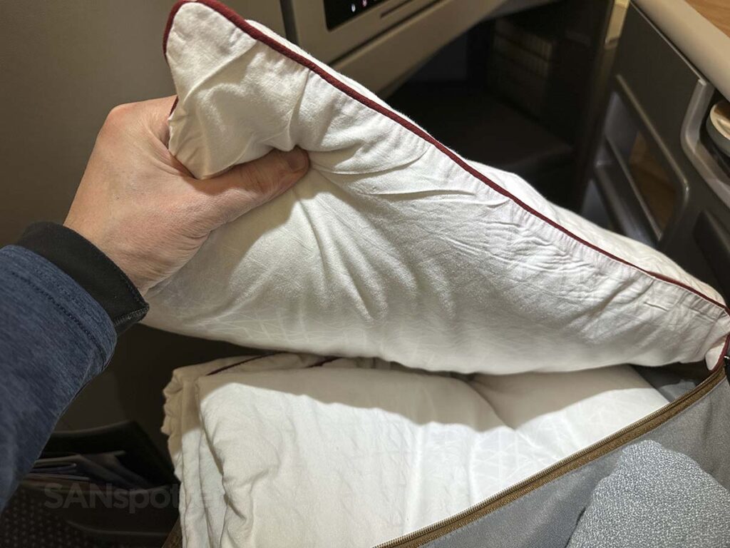 American Airlines A321T Flagship First pillow