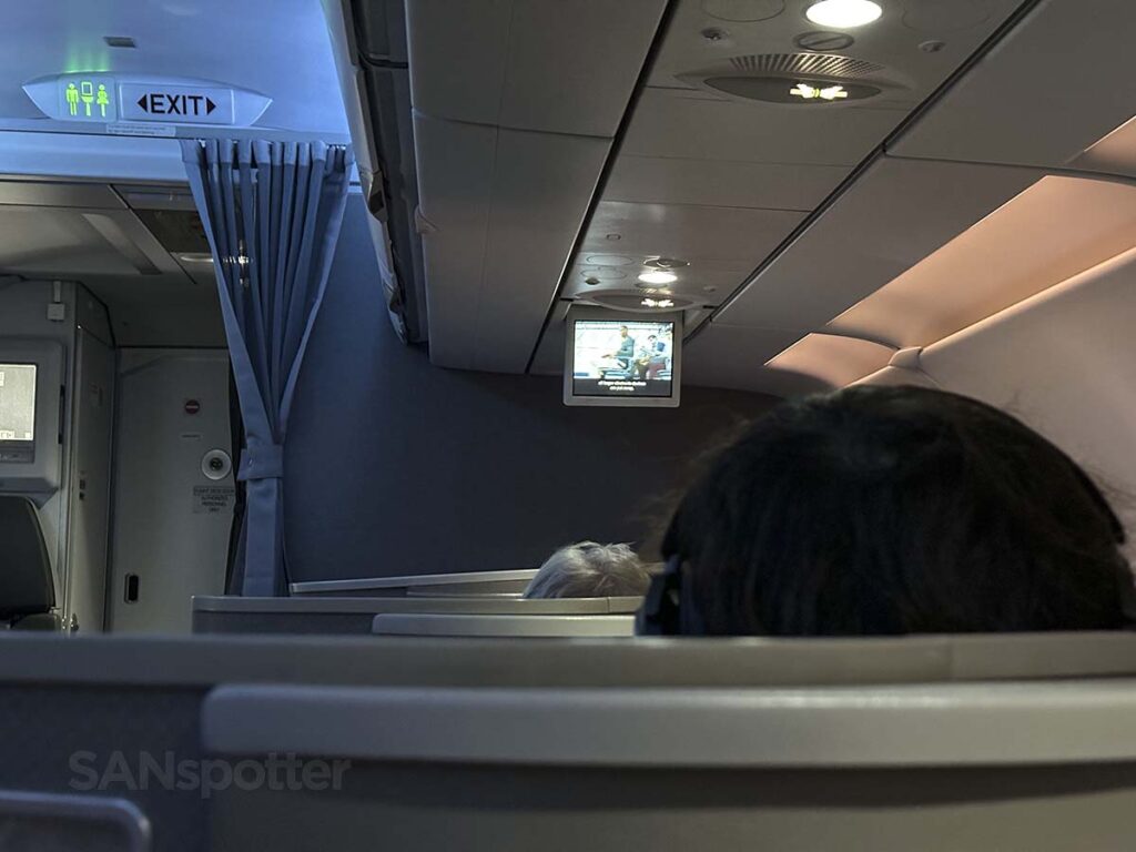 American Airlines A321T Flagship First drop down video screen