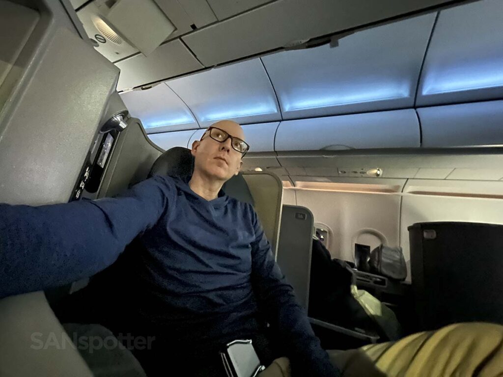 Scott (SANspotter) sitting in seat 3F American Airlines A321T Flagship First 
