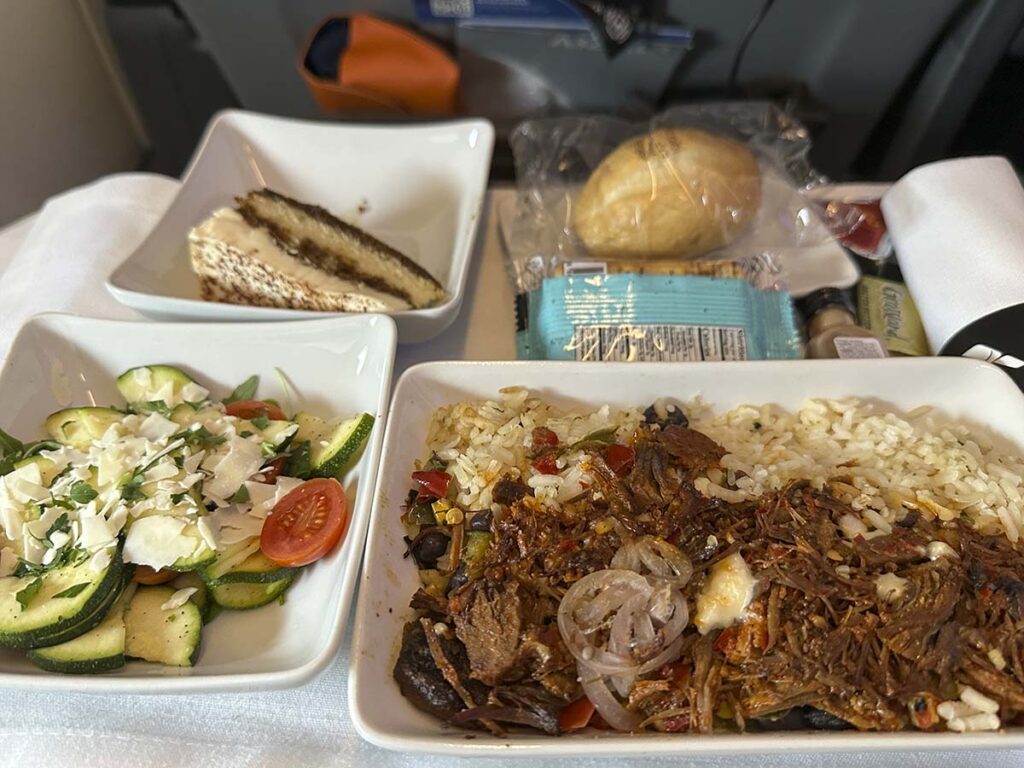 American Airlines premium economy food