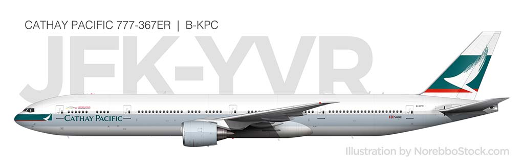 Cathay Pacific 777-300ER B-KPC side view illustration