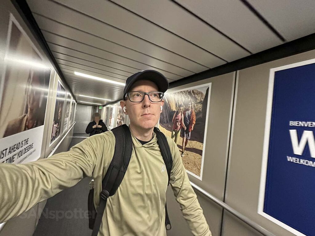 Scott (SANspotter) walking down the B20 jet bridge at the Salt Lake City International Airport